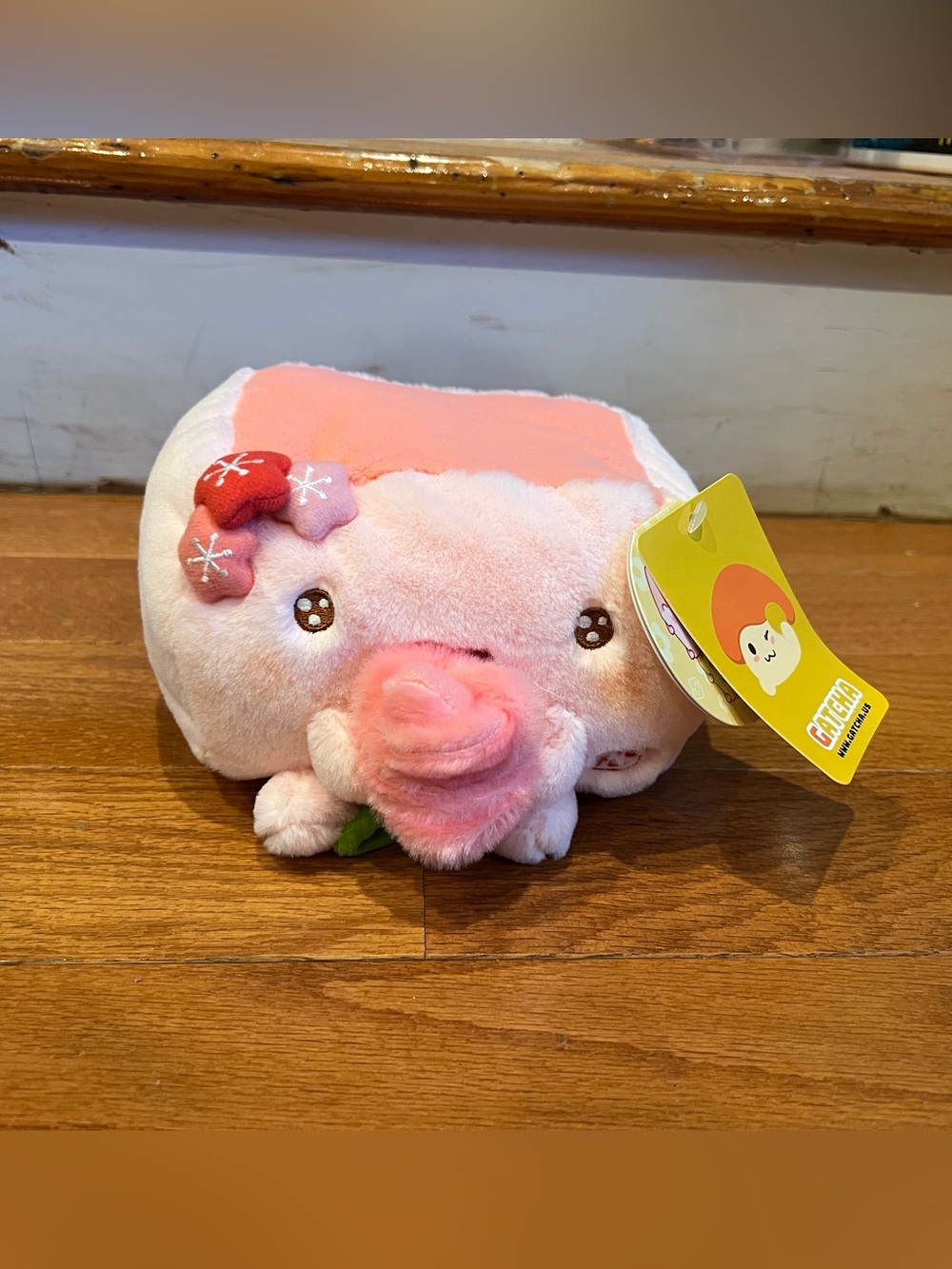 NWT Hannari Tofu Pink Rose Plushie Plush - Gatcha Clawcade Machine Edition
